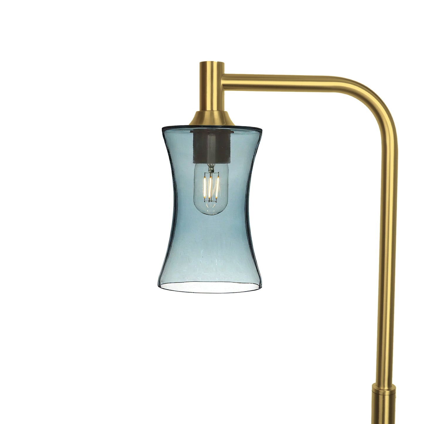 818 Floor Lamp-Glass-Bicycle Glass Co-Lucent-Slate Gray-Polished Brass-Bicycle Glass Co