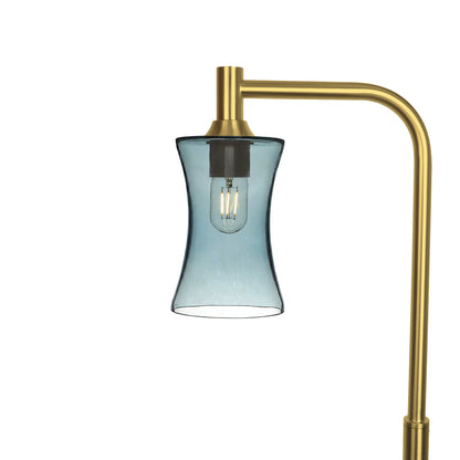 818 Floor Lamp-Glass-Bicycle Glass Co-Lucent-Slate Gray-Polished Brass-Bicycle Glass Co