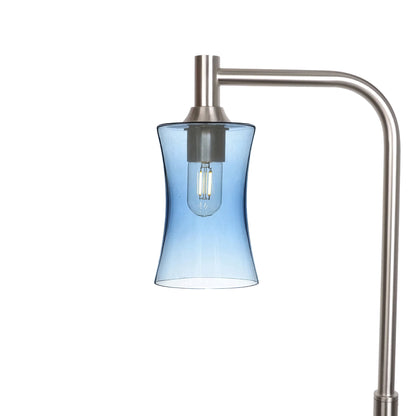 818 Floor Lamp-Glass-Bicycle Glass Co-Lucent-Steel Blue-Brushed Nickel-Bicycle Glass Co