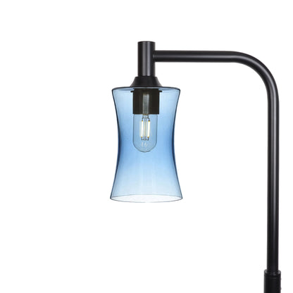 818 Floor Lamp-Glass-Bicycle Glass Co-Lucent-Steel Blue-Matte Black-Bicycle Glass Co