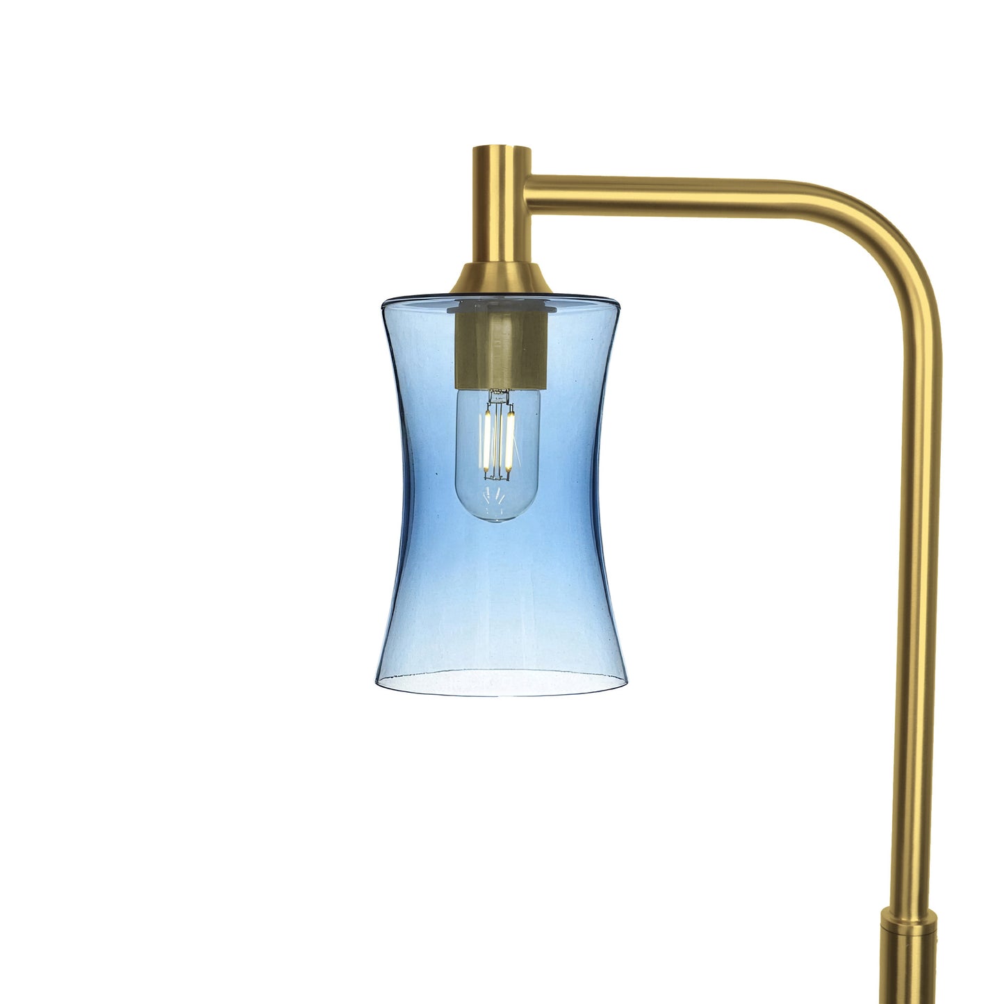 818 Floor Lamp-Glass-Bicycle Glass Co-Lucent-Steel Blue-Polished Brass-Bicycle Glass Co