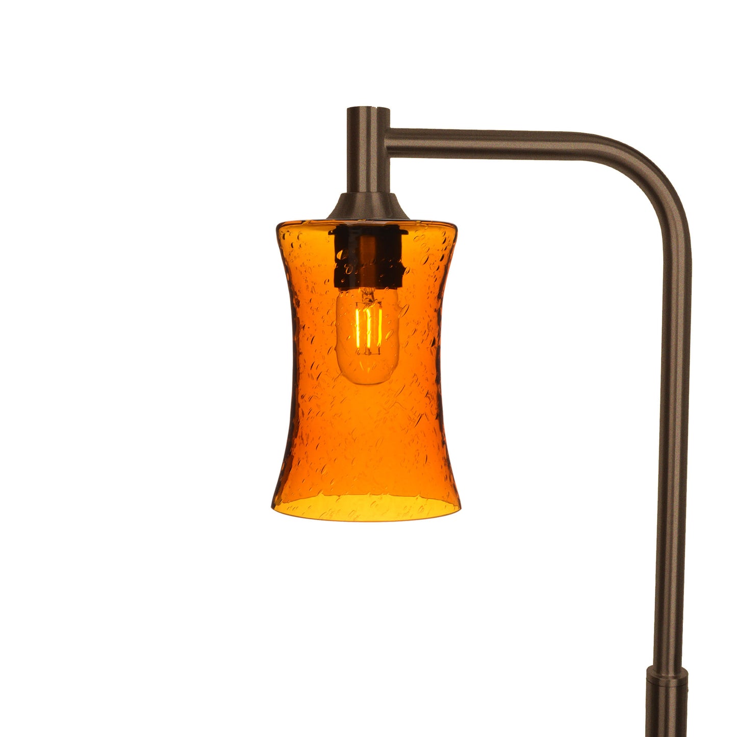 818 Floor Lamp-Glass-Bicycle Glass Co-Lunar-Golden Amber-Antique Bronze-Bicycle Glass Co