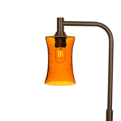 818 Floor Lamp-Glass-Bicycle Glass Co-Lunar-Golden Amber-Antique Bronze-Bicycle Glass Co