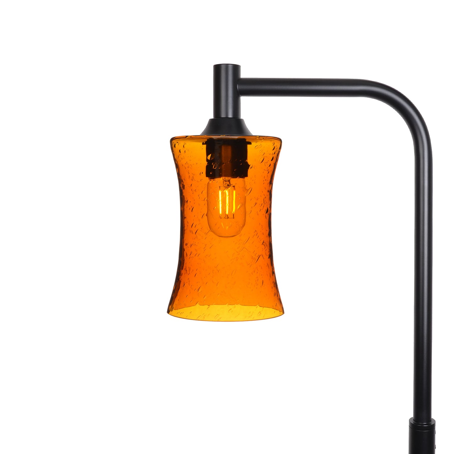 818 Floor Lamp-Glass-Bicycle Glass Co-Lunar-Golden Amber-Matte Black-Bicycle Glass Co