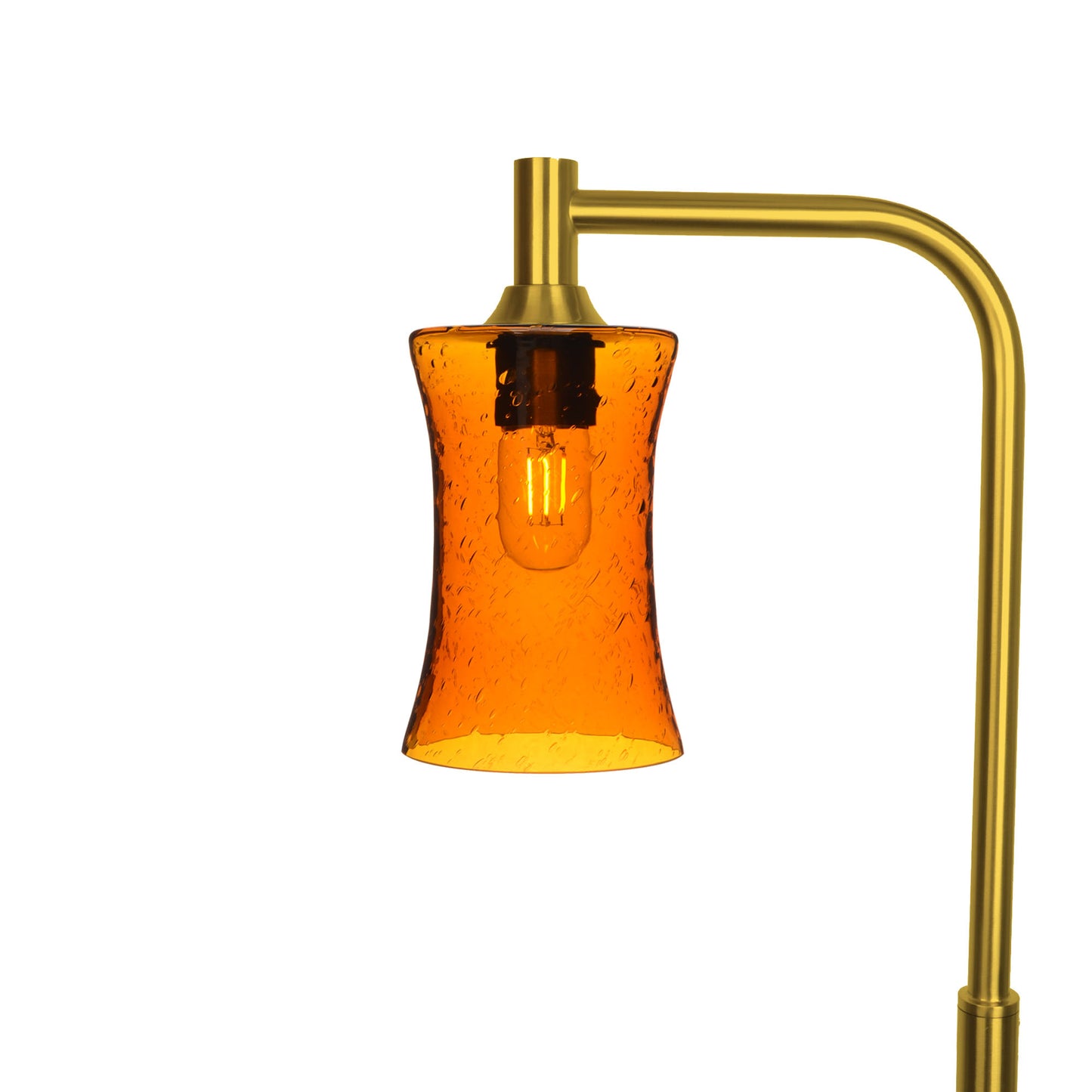 818 Floor Lamp-Glass-Bicycle Glass Co-Lunar-Golden Amber-Polished Brass-Bicycle Glass Co
