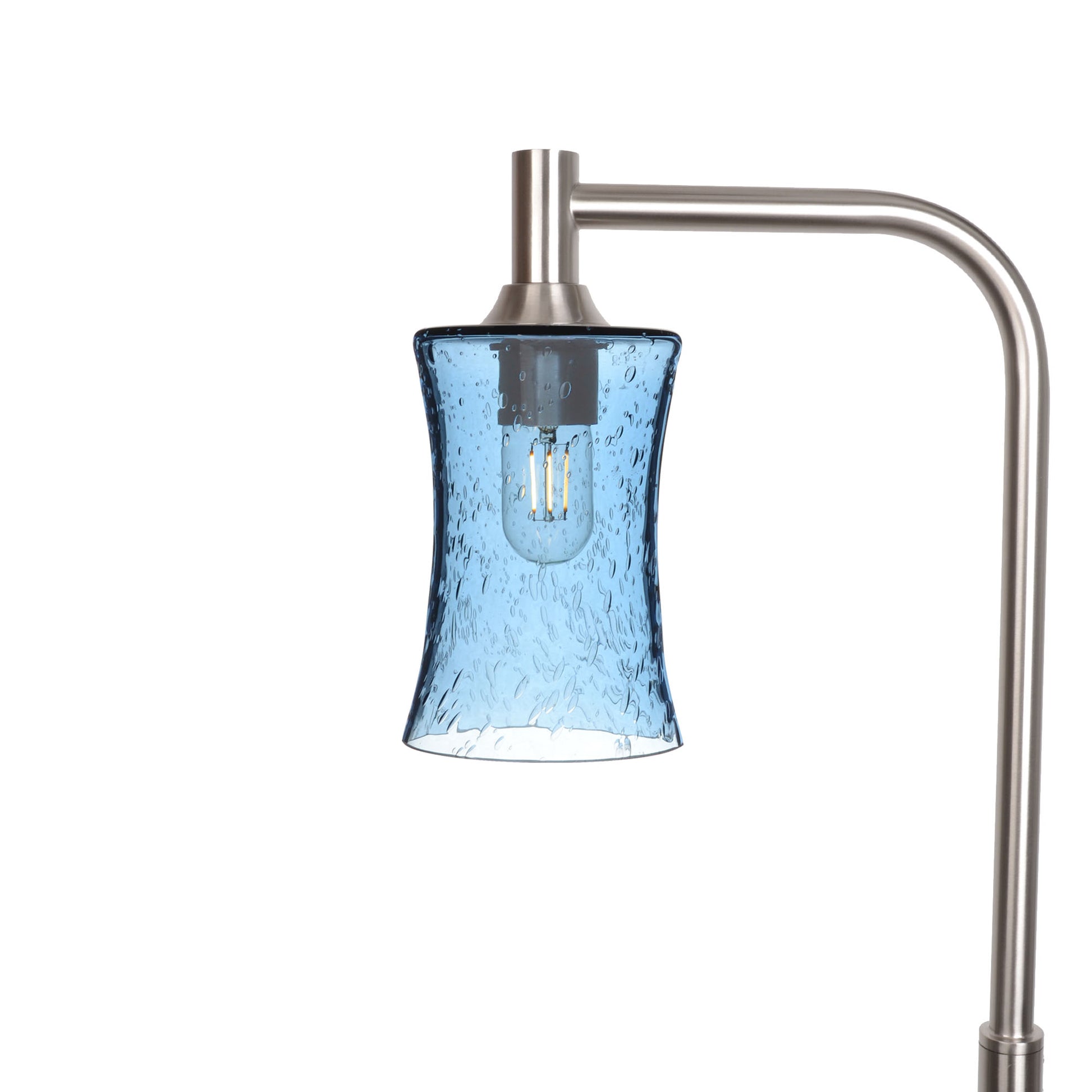 818 Floor Lamp-Glass-Bicycle Glass Co-Lunar-Steel Blue-Brushed Nickel-Bicycle Glass Co