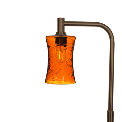 818 Floor Lamp-Glass-Bicycle Glass Co-Spun-Golden Amber-Antique Bronze-Bicycle Glass Co