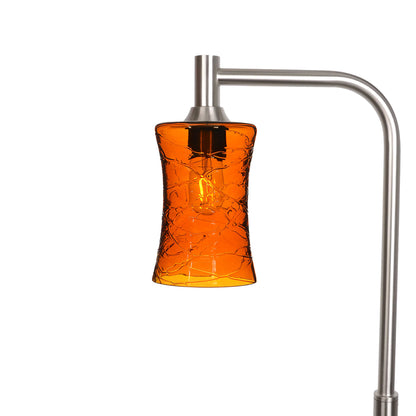 818 Floor Lamp-Glass-Bicycle Glass Co-Spun-Golden Amber-Brushed Nickel-Bicycle Glass Co