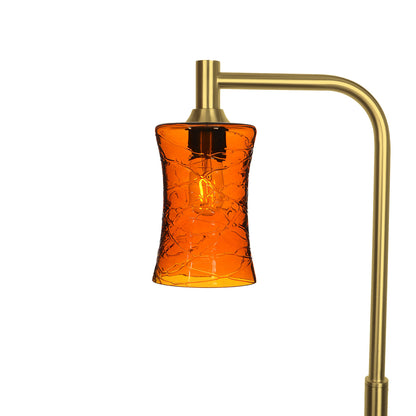 818 Floor Lamp-Glass-Bicycle Glass Co-Spun-Golden Amber-Polished Brass-Bicycle Glass Co