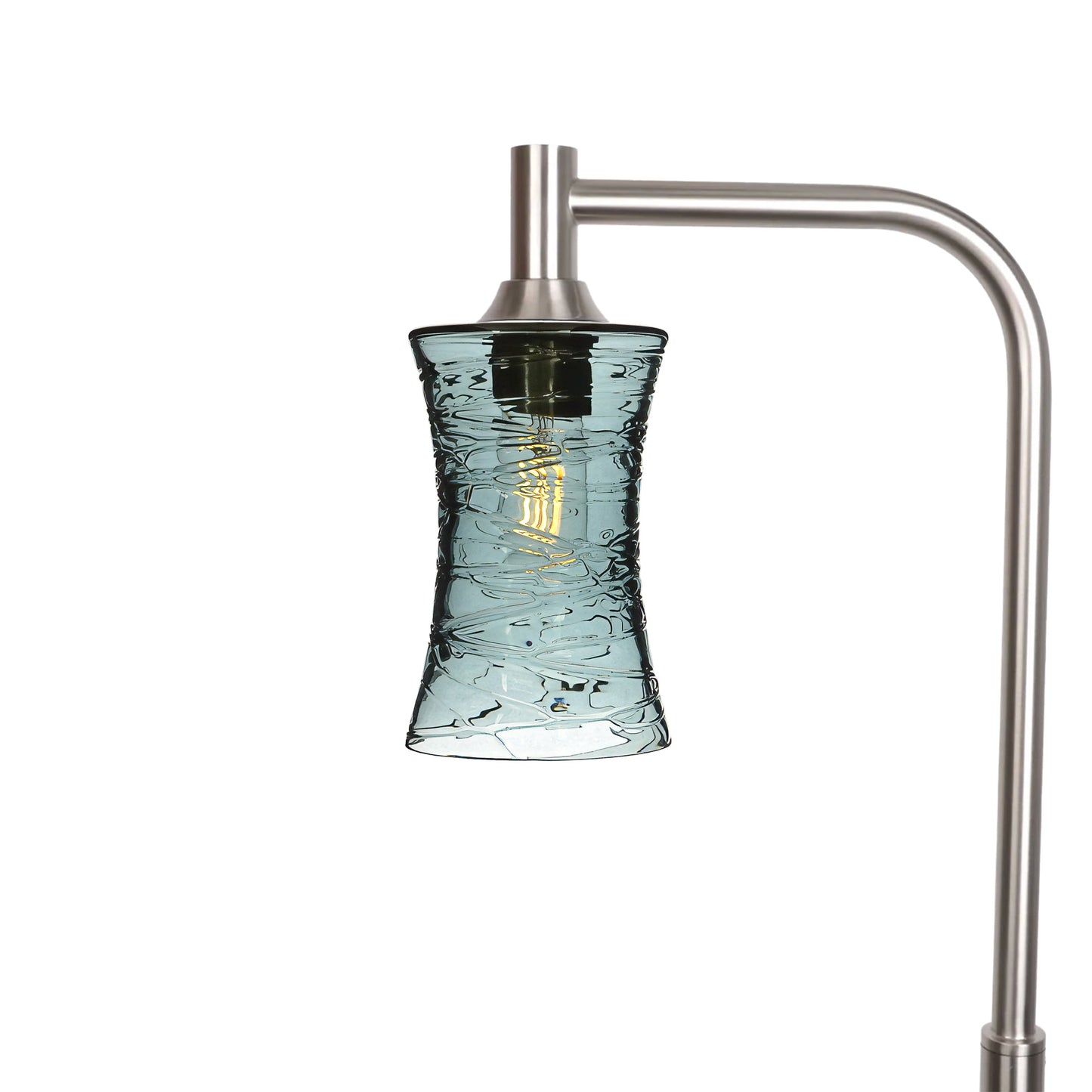 818 Floor Lamp-Glass-Bicycle Glass Co-Spun-Slate Gray-Brushed Nickel-Bicycle Glass Co