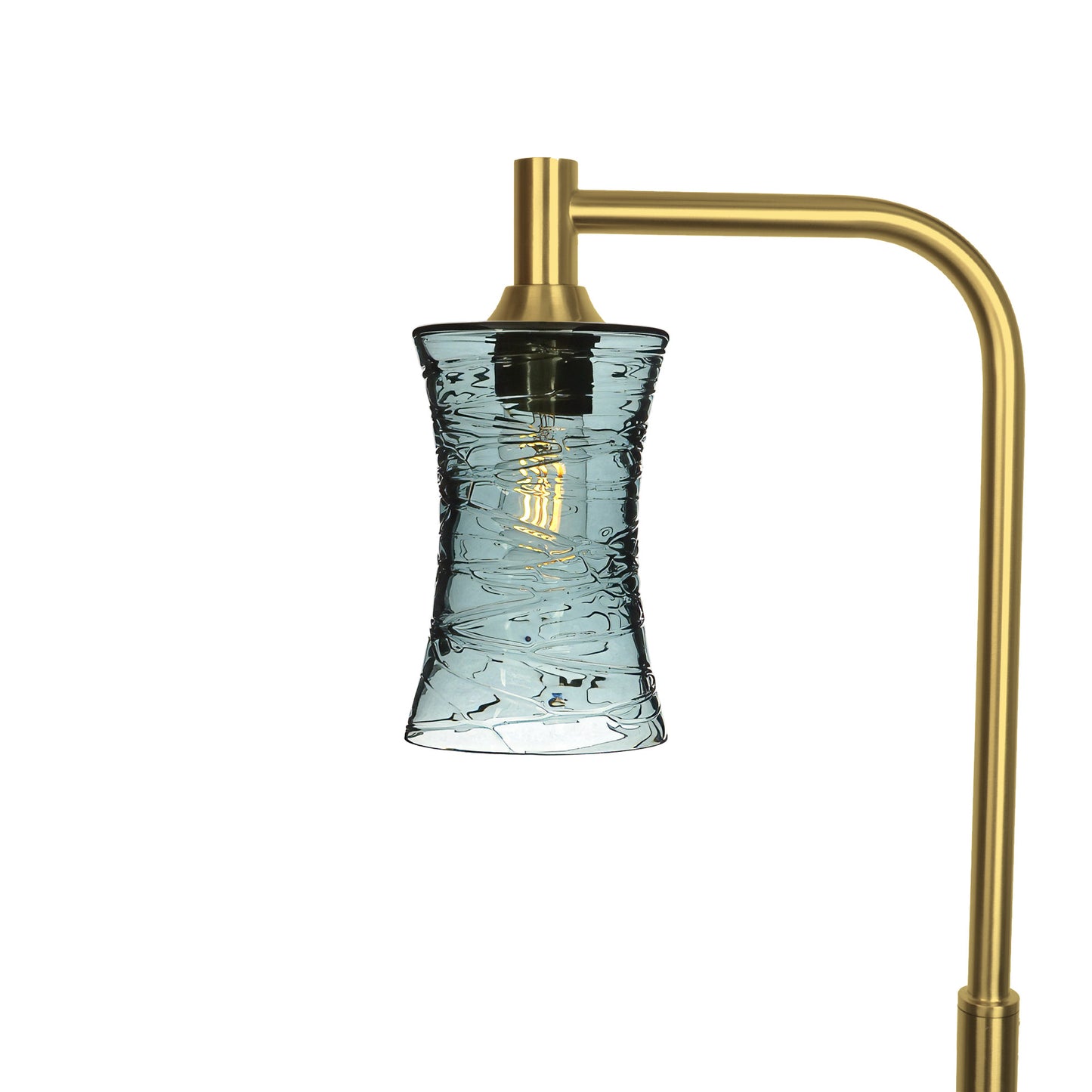 818 Floor Lamp-Glass-Bicycle Glass Co-Spun-Slate Gray-Polished Brass-Bicycle Glass Co