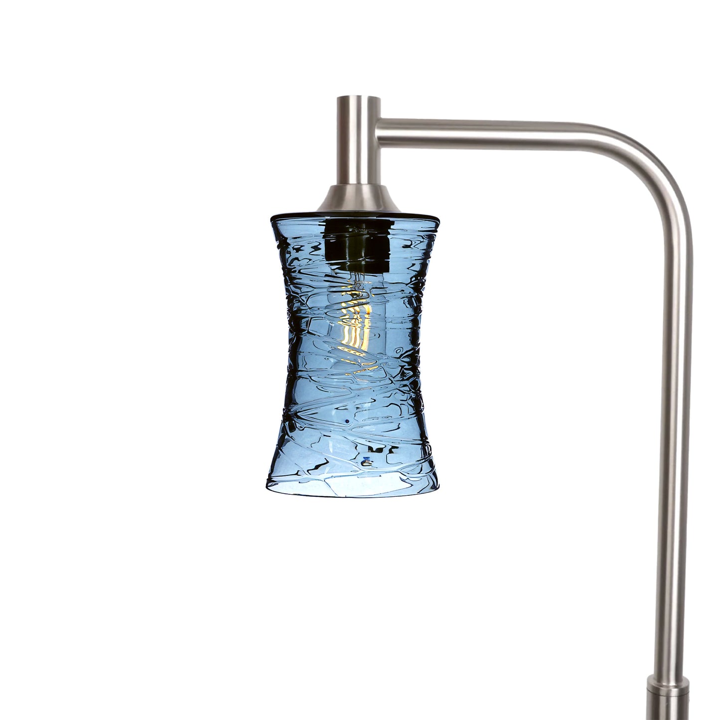 818 Floor Lamp-Glass-Bicycle Glass Co-Spun-Steel Blue-Brushed Nickel-Bicycle Glass Co