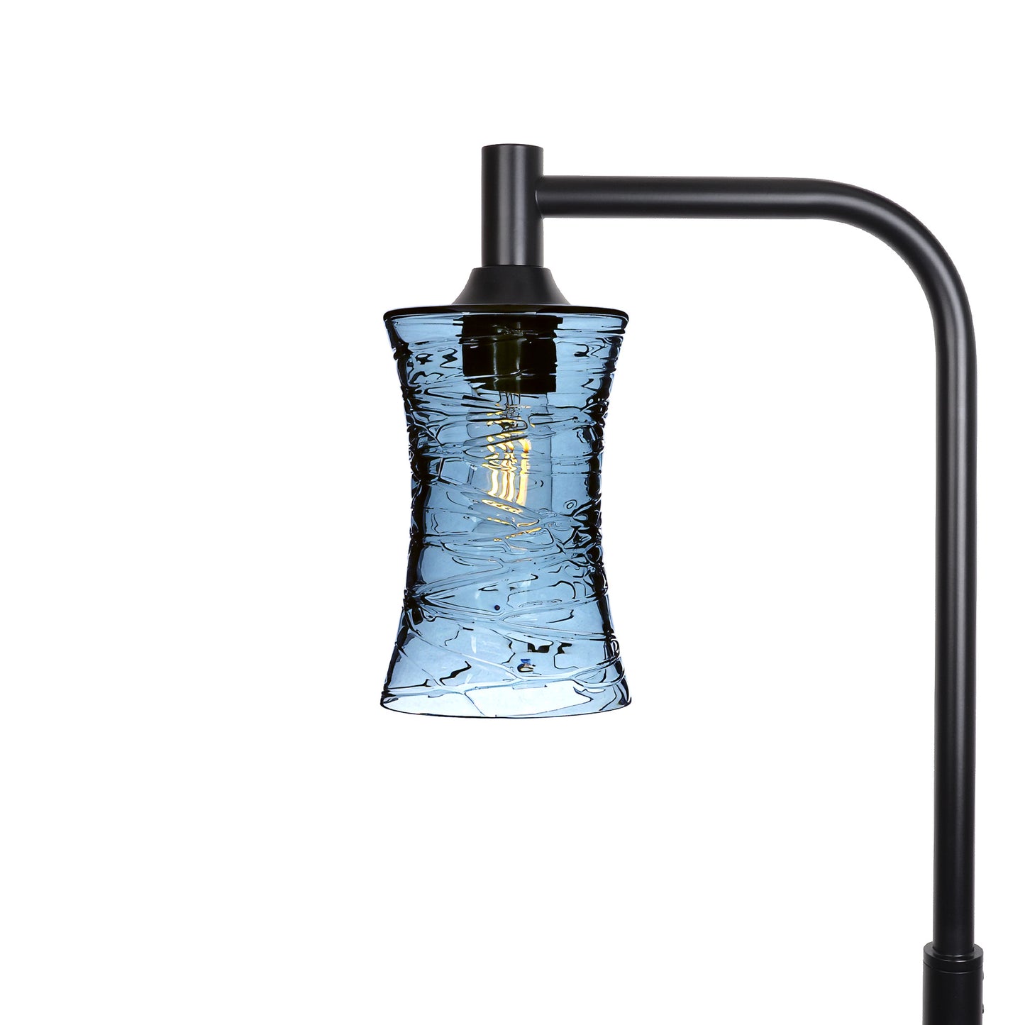 818 Floor Lamp-Glass-Bicycle Glass Co-Spun-Steel Blue-Matte Black-Bicycle Glass Co