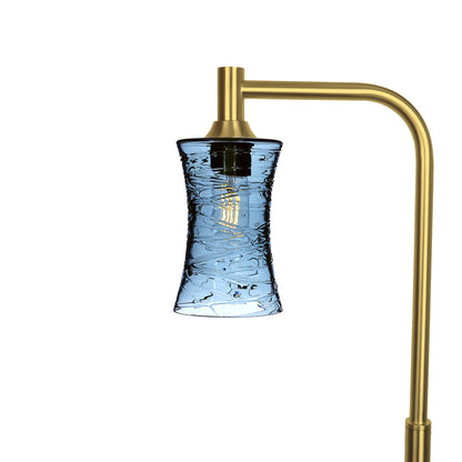 818 Floor Lamp-Glass-Bicycle Glass Co-Spun-Steel Blue-Polished Brass-Bicycle Glass Co