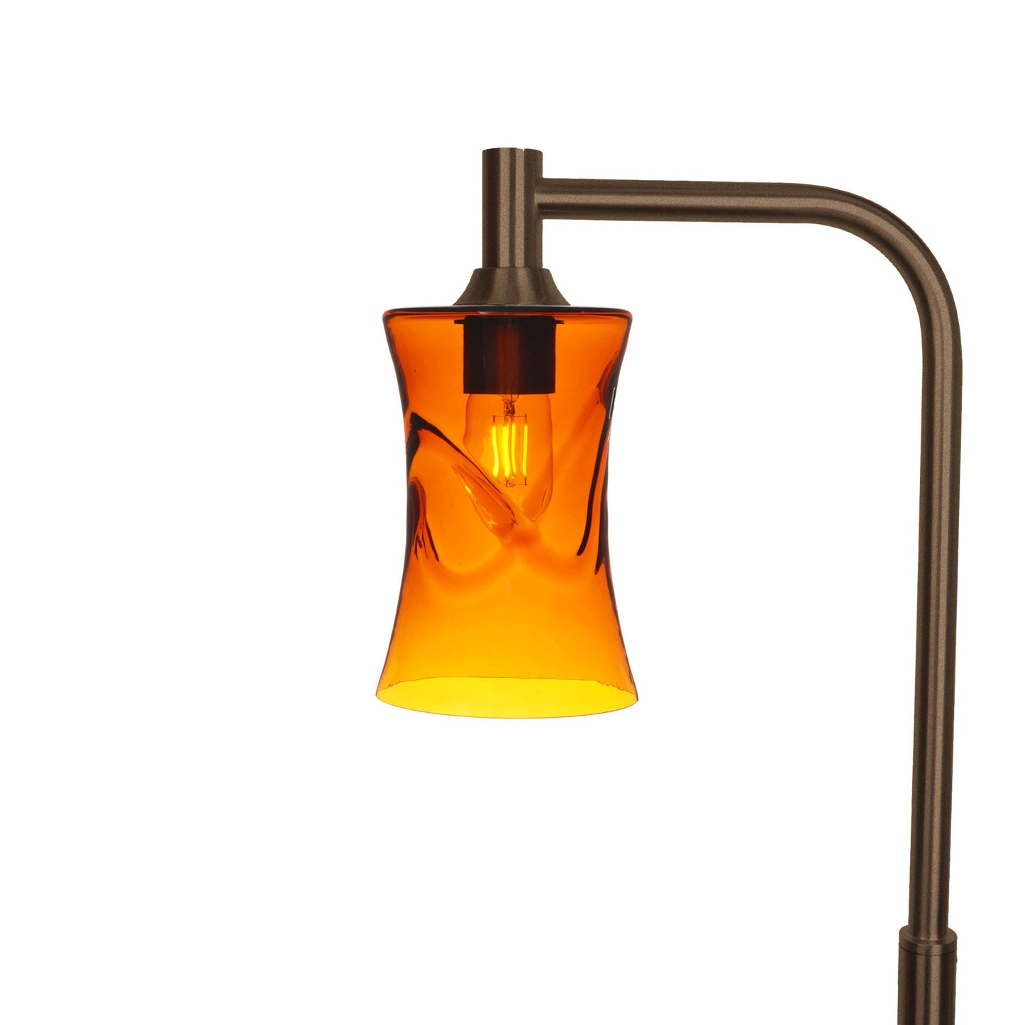 818 Floor Lamp-Glass-Bicycle Glass Co-Swell-Golden Amber-Antique Bronze-Bicycle Glass Co