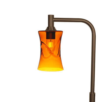 818 Floor Lamp-Glass-Bicycle Glass Co-Swell-Golden Amber-Antique Bronze-Bicycle Glass Co