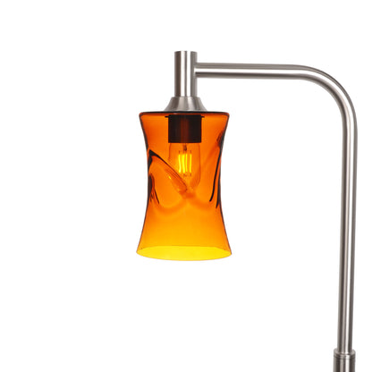 818 Floor Lamp-Glass-Bicycle Glass Co-Swell-Golden Amber-Brushed Nickel-Bicycle Glass Co