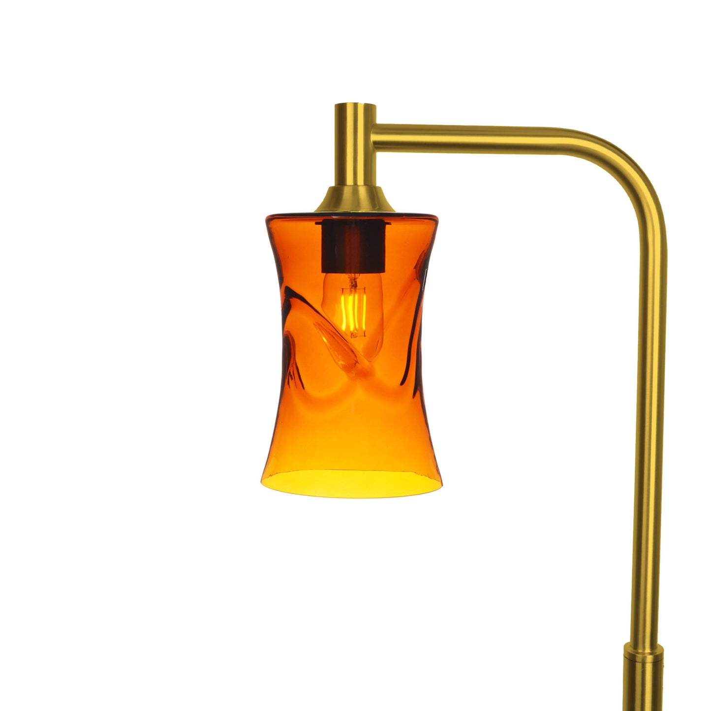 818 Floor Lamp-Glass-Bicycle Glass Co-Swell-Golden Amber-Polished Brass-Bicycle Glass Co