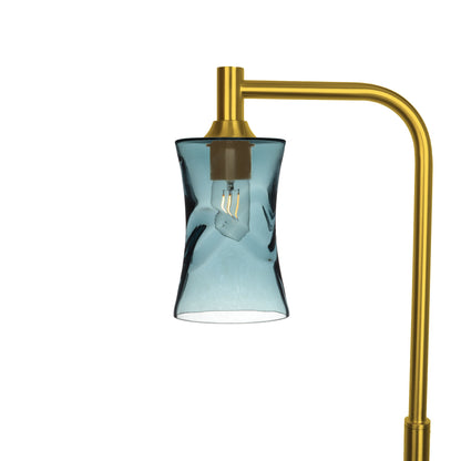 818 Floor Lamp-Glass-Bicycle Glass Co-Swell-Slate Gray-Polished Brass-Bicycle Glass Co