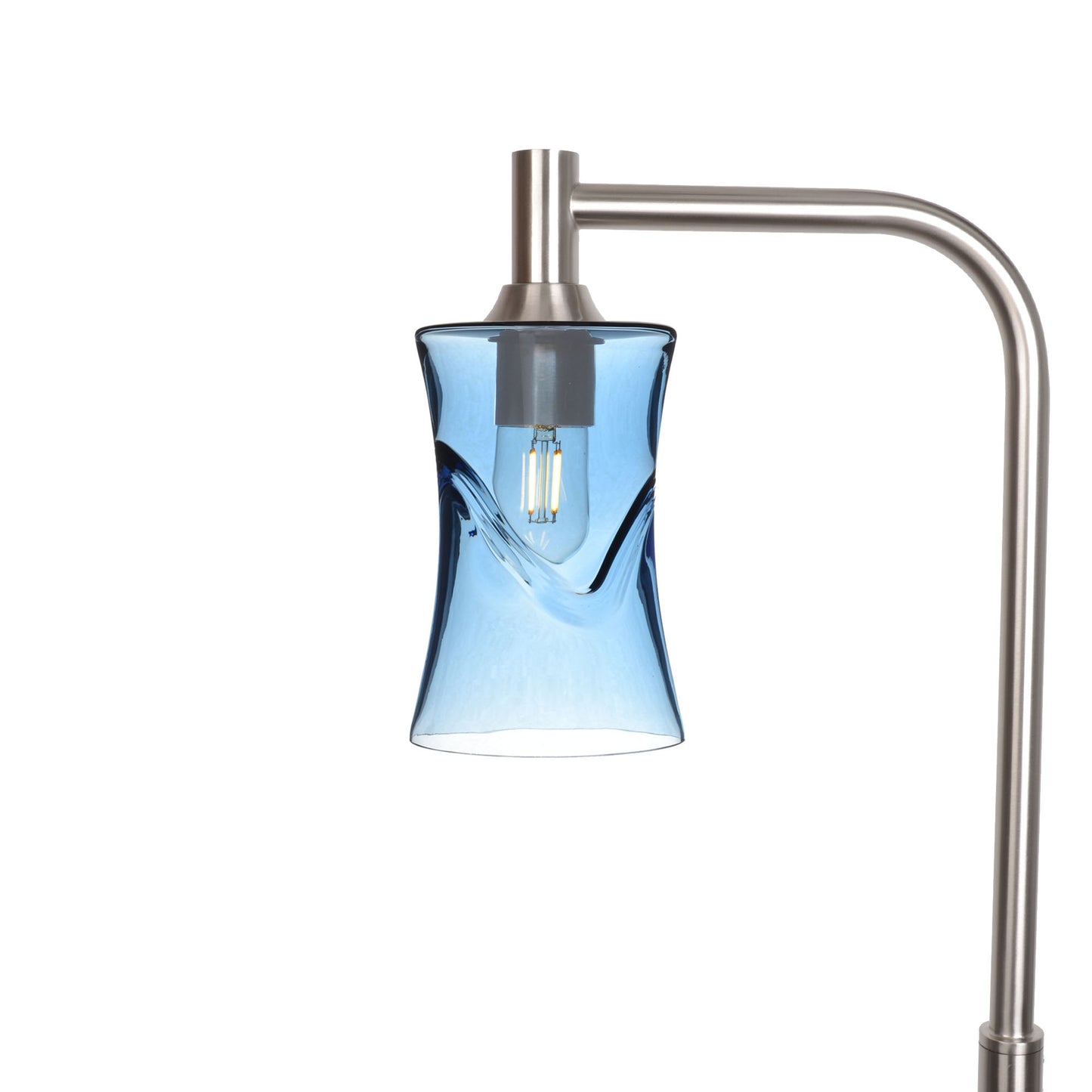 818 Floor Lamp-Glass-Bicycle Glass Co-Swell-Steel Blue-Brushed Nickel-Bicycle Glass Co
