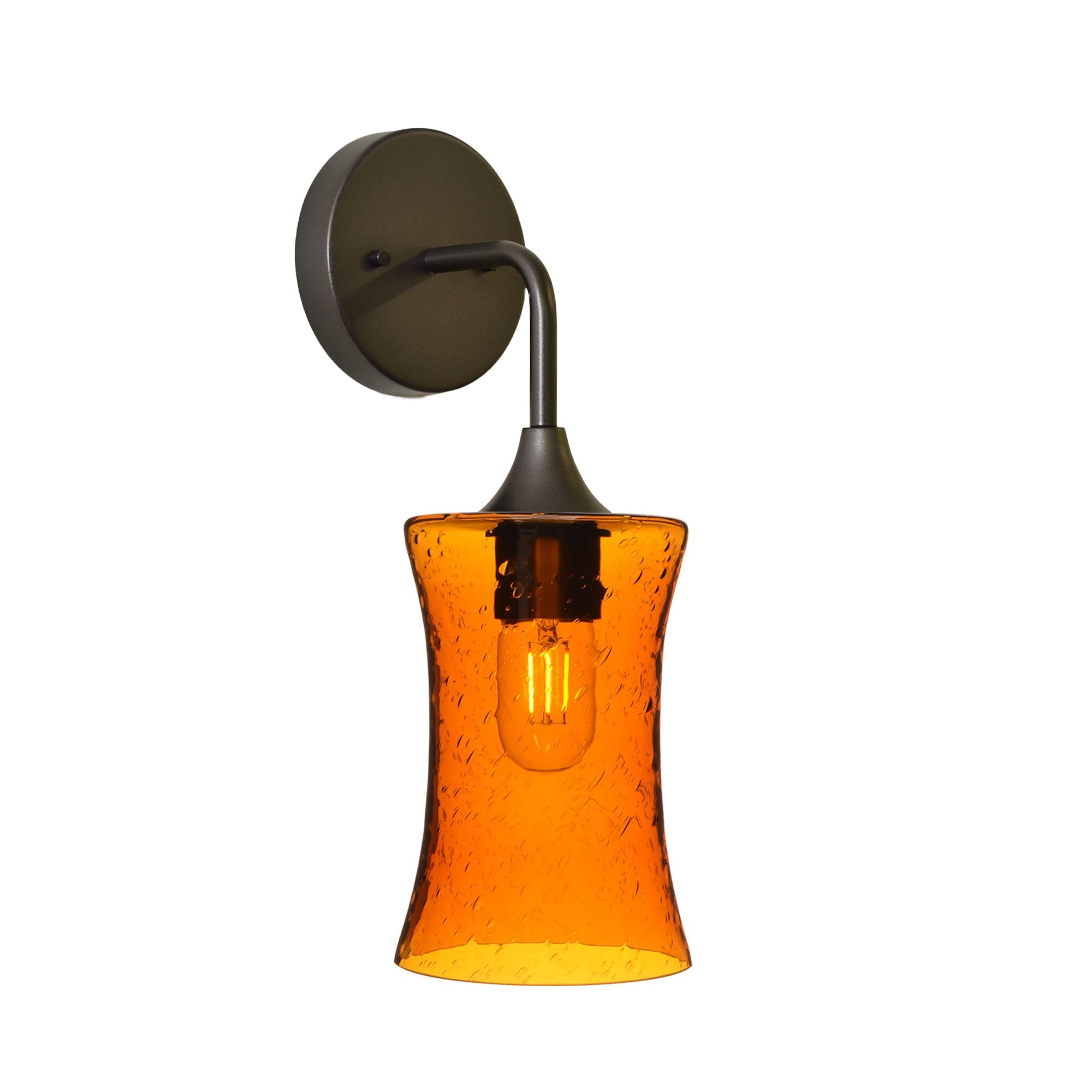 818 Interior Wall Sconce-Glass-Bicycle Glass Co-Lunar-Golden Amber-Antique Bronze-Bicycle Glass Co