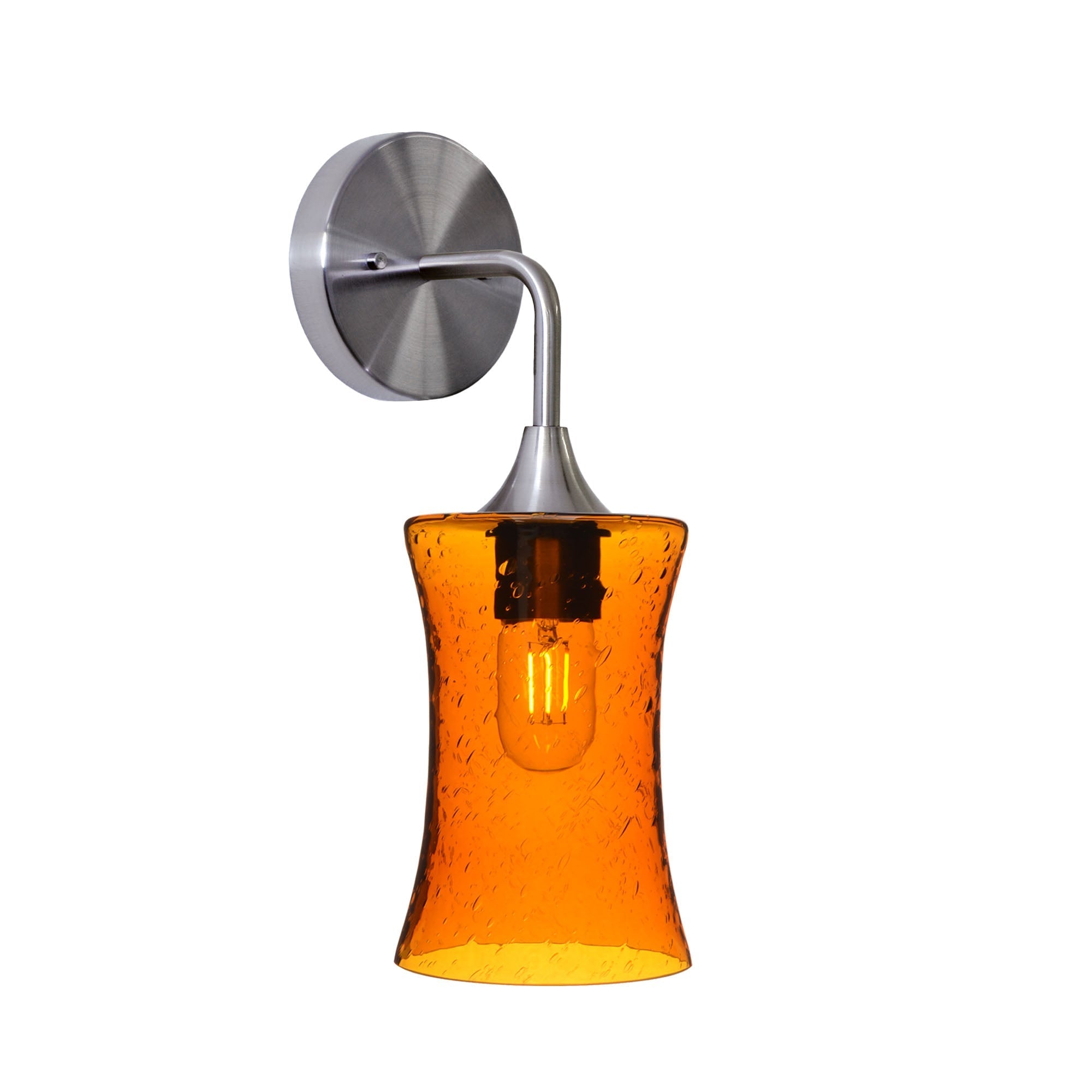 818 Interior Wall Sconce-Glass-Bicycle Glass Co-Lunar-Golden Amber-Brushed Nickel-Bicycle Glass Co