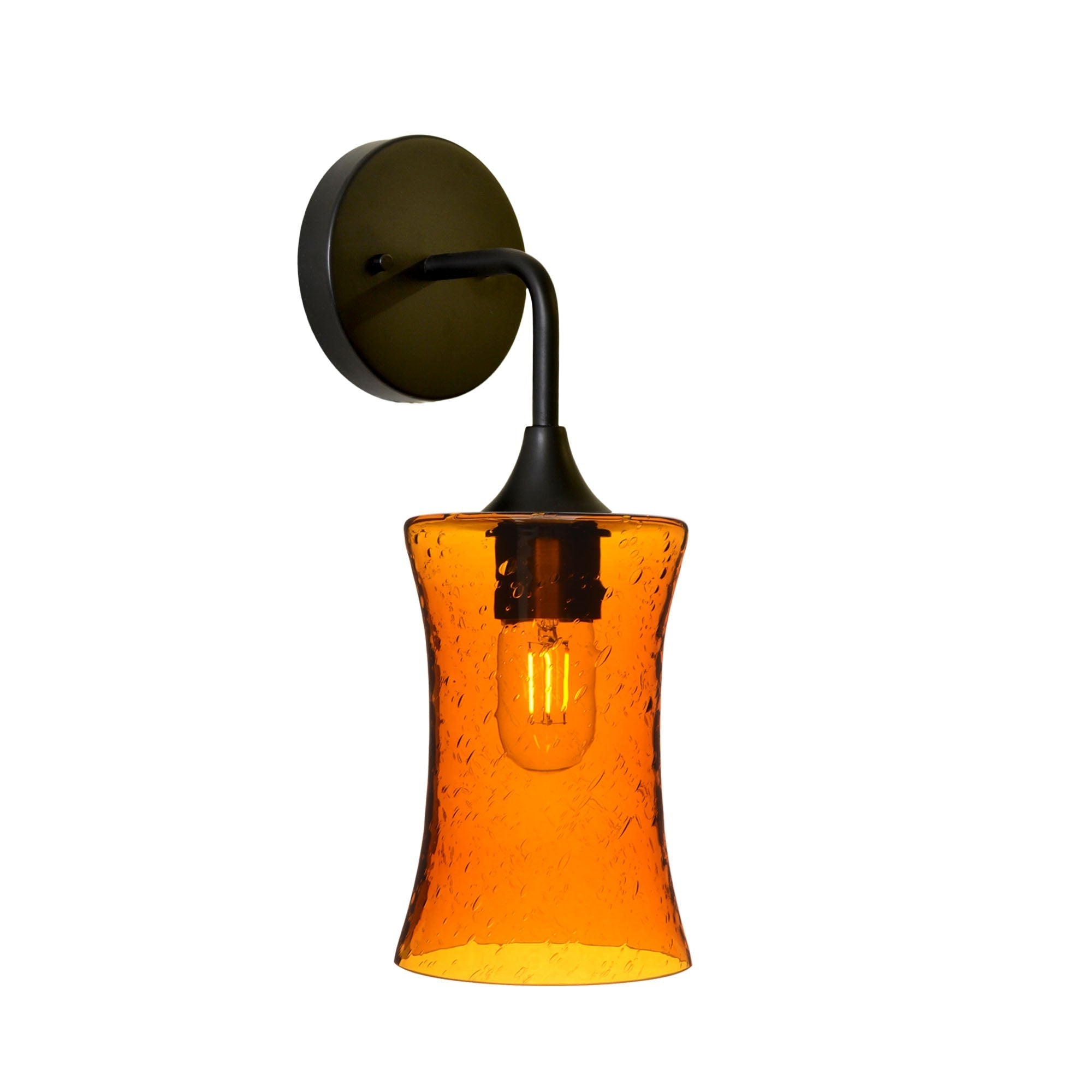 818 Interior Wall Sconce-Glass-Bicycle Glass Co-Lunar-Golden Amber-Matte Black-Bicycle Glass Co