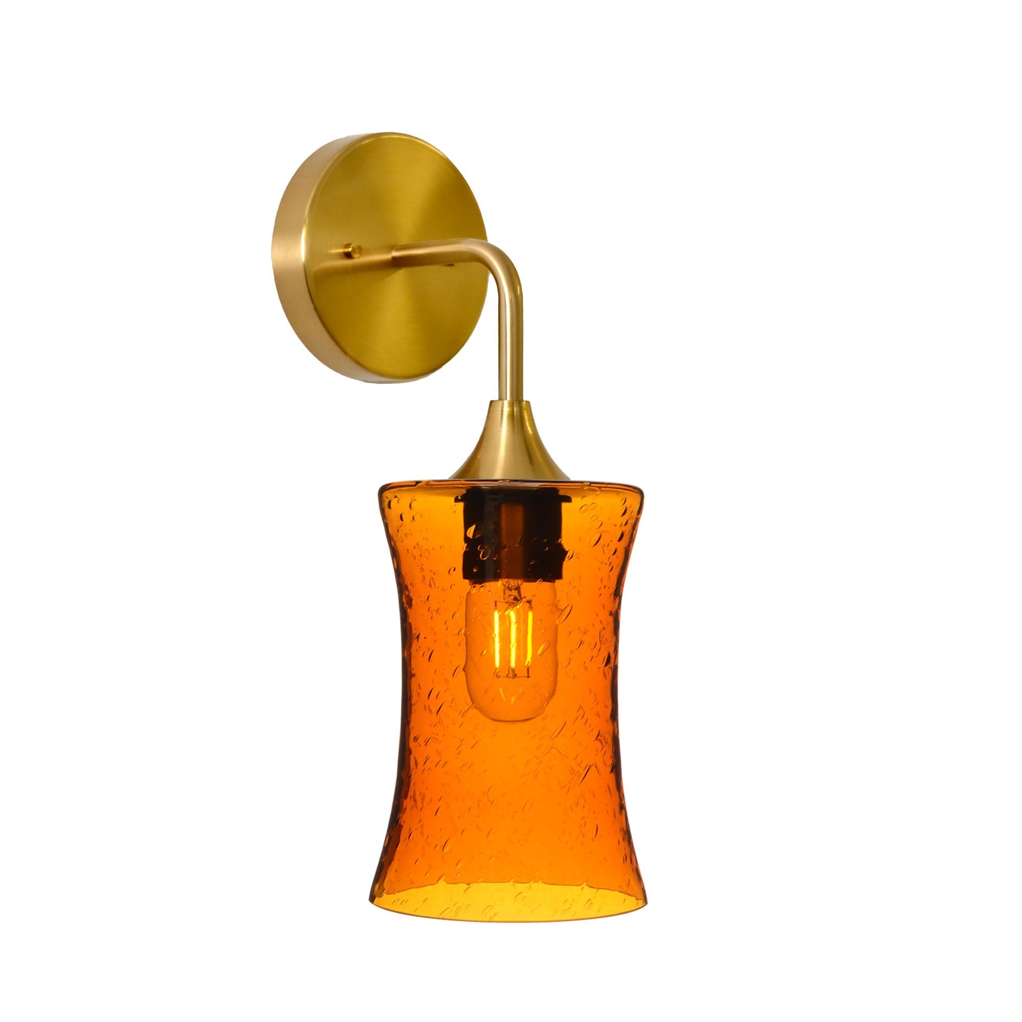 818 Interior Wall Sconce-Glass-Bicycle Glass Co-Lunar-Golden Amber-Polished Brass-Bicycle Glass Co