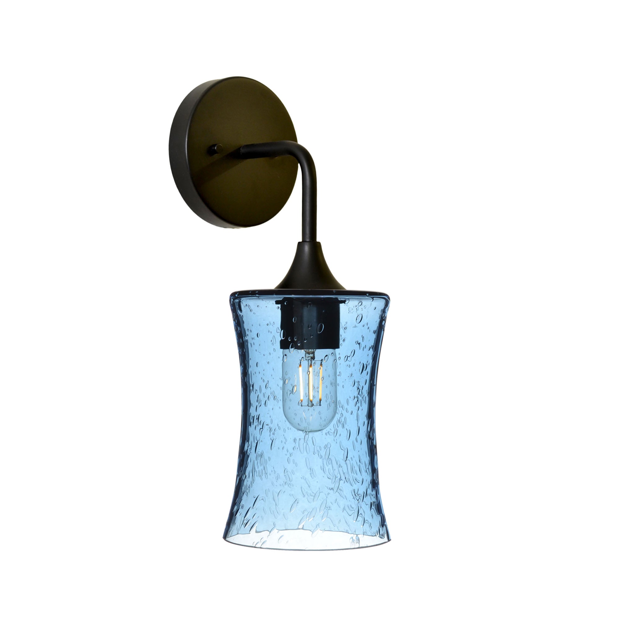 818 Interior Wall Sconce-Glass-Bicycle Glass Co-Lunar-Steel Blue-Matte Black-Bicycle Glass Co