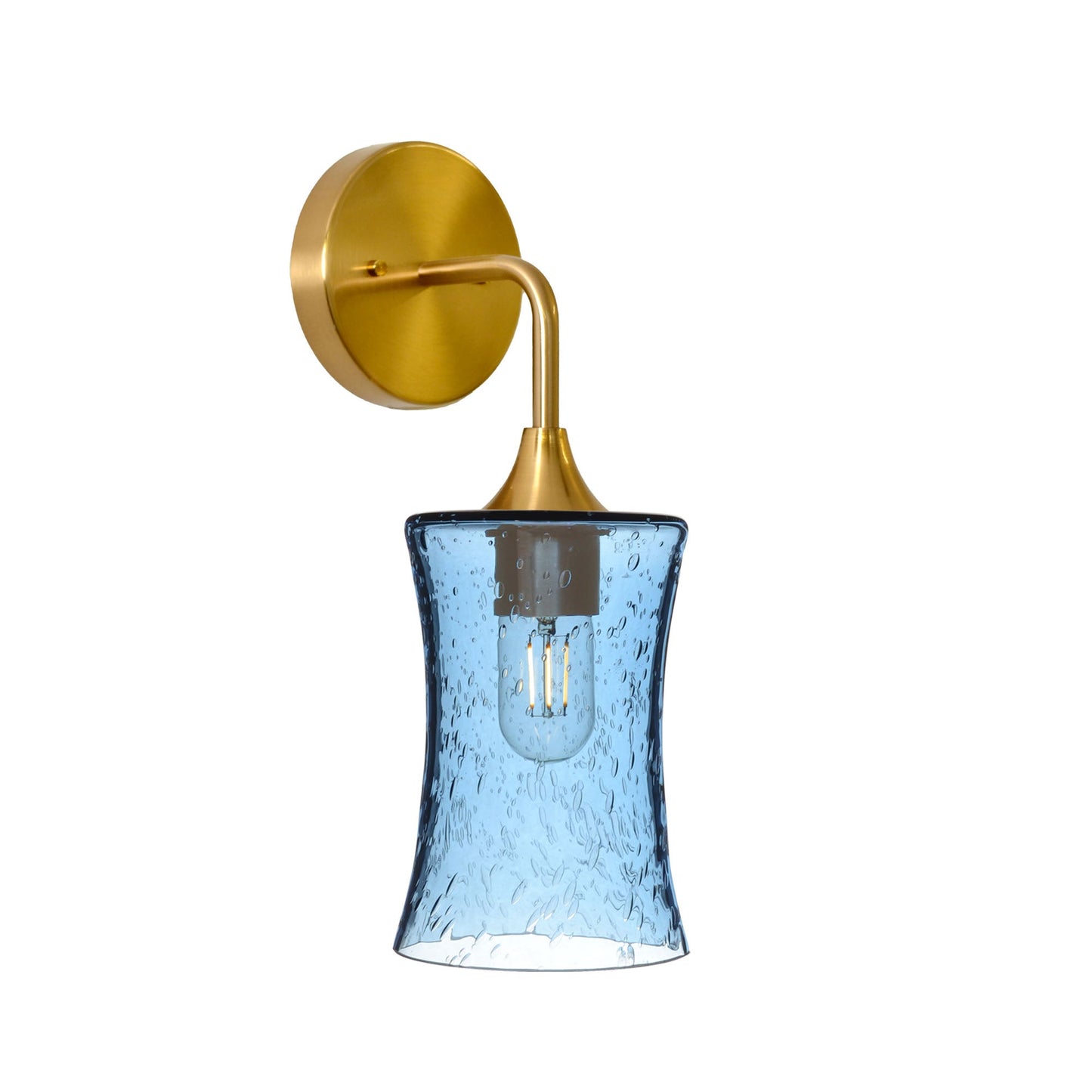 818 Interior Wall Sconce-Glass-Bicycle Glass Co-Lunar-Steel Blue-Polished Brass-Bicycle Glass Co