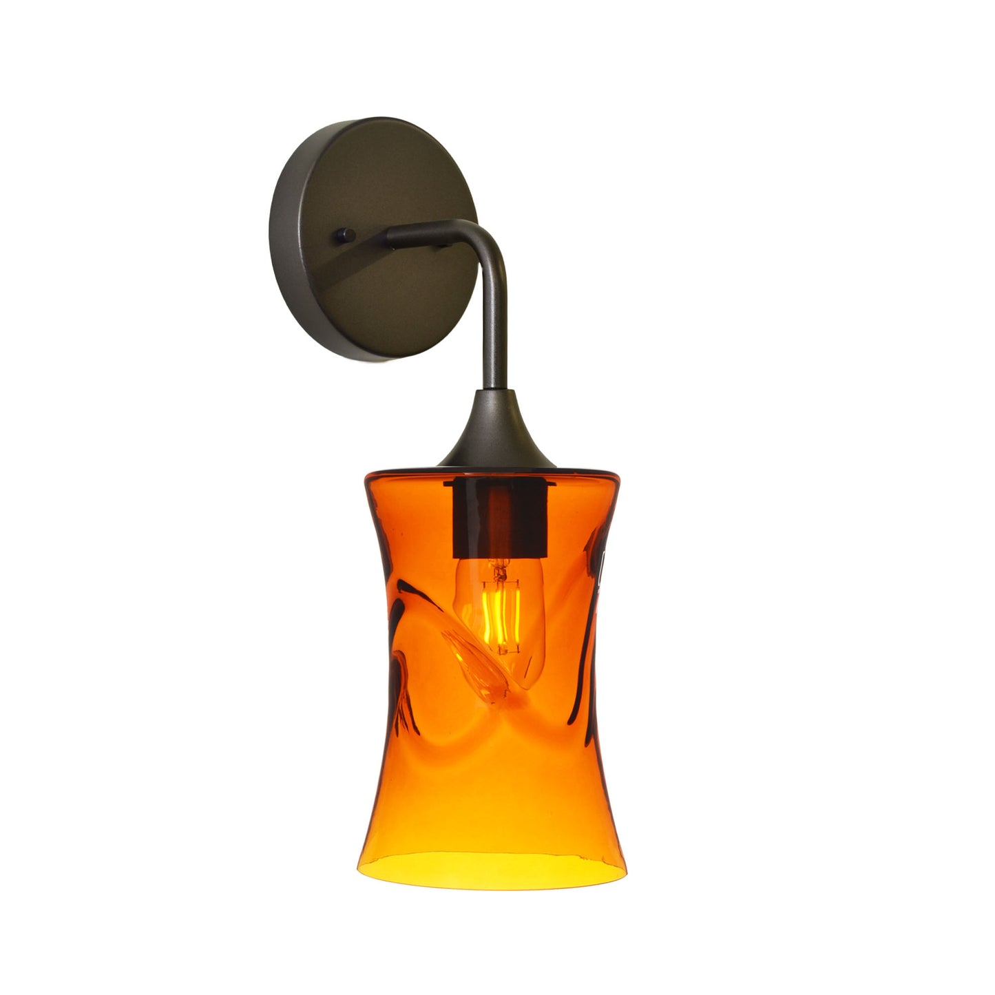 818 Interior Wall Sconce-Glass-Bicycle Glass Co-Swell-Golden Amber-Antique Bronze-Bicycle Glass Co