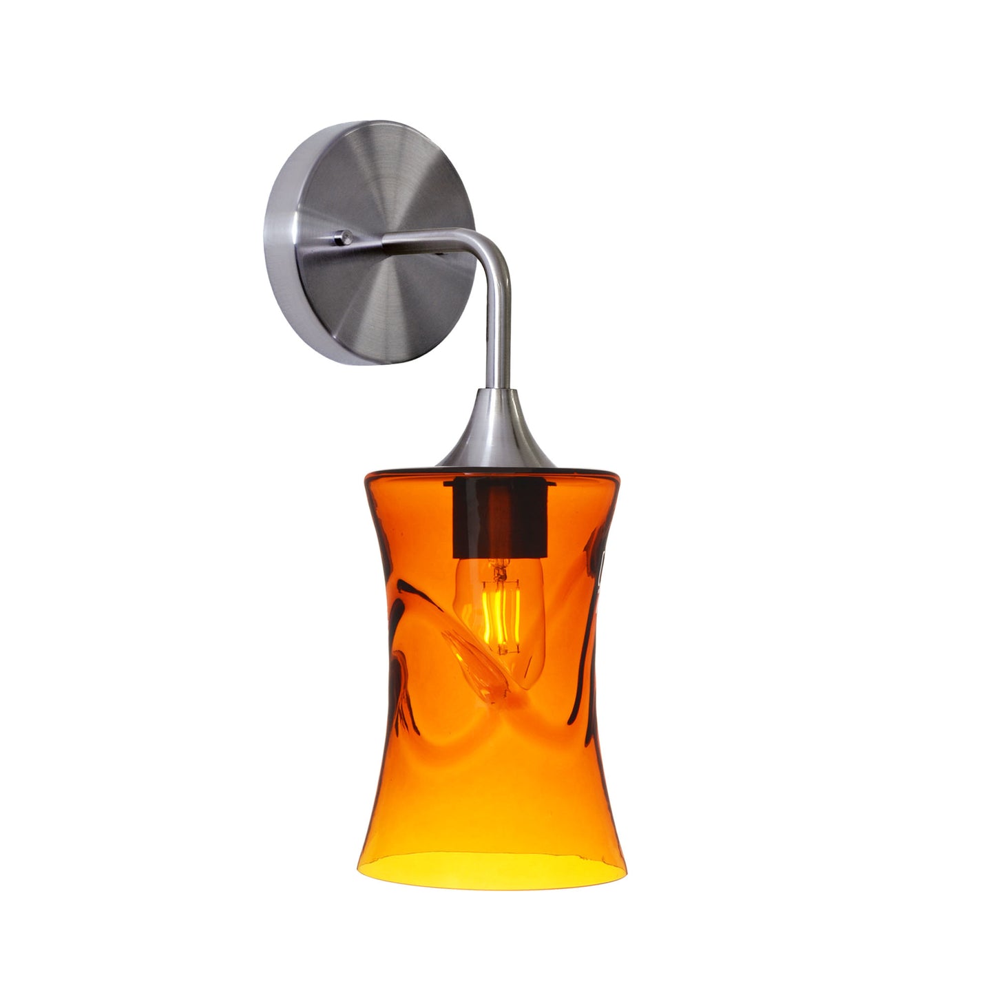 818 Interior Wall Sconce-Glass-Bicycle Glass Co-Swell-Golden Amber-Brushed Nickel-Bicycle Glass Co