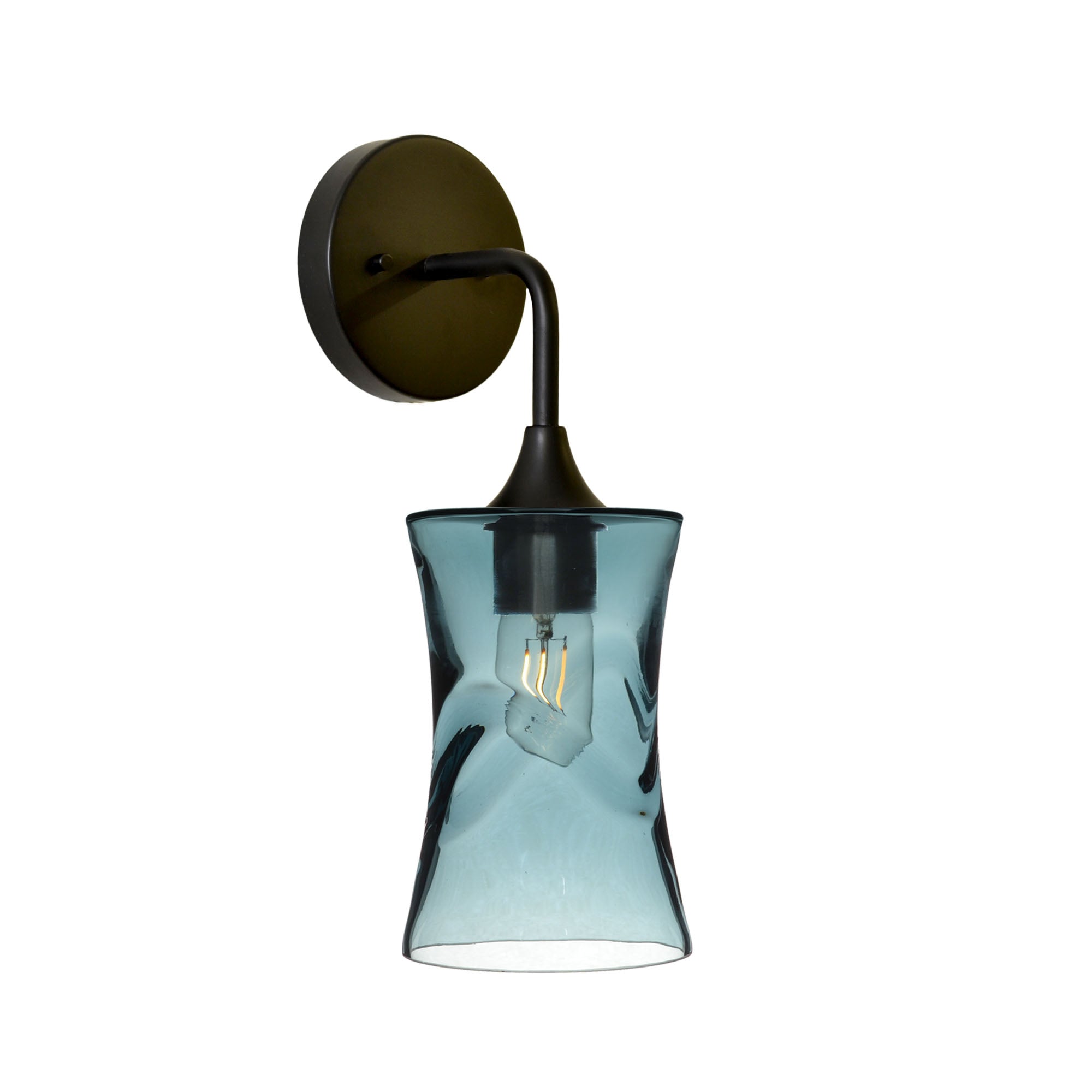 818 Interior Wall Sconce-Glass-Bicycle Glass Co-Swell-Slate Gray-Matte Black-Bicycle Glass Co