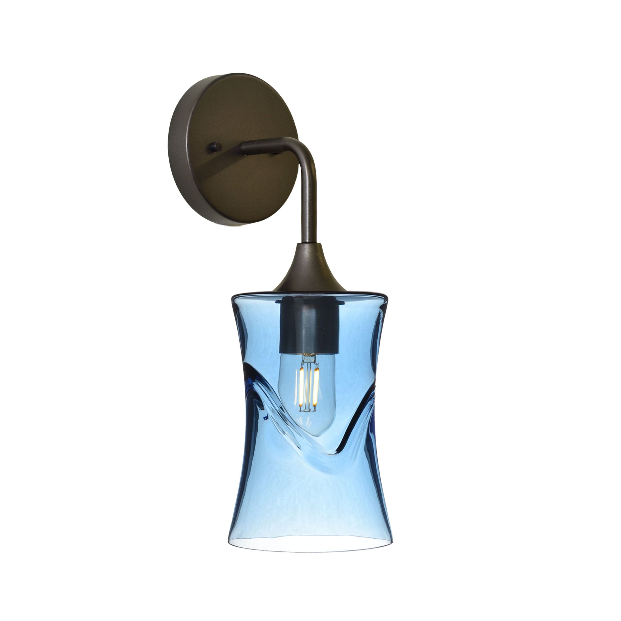 818 Interior Wall Sconce-Glass-Bicycle Glass Co-Swell-Steel Blue-Antique Bronze-Bicycle Glass Co