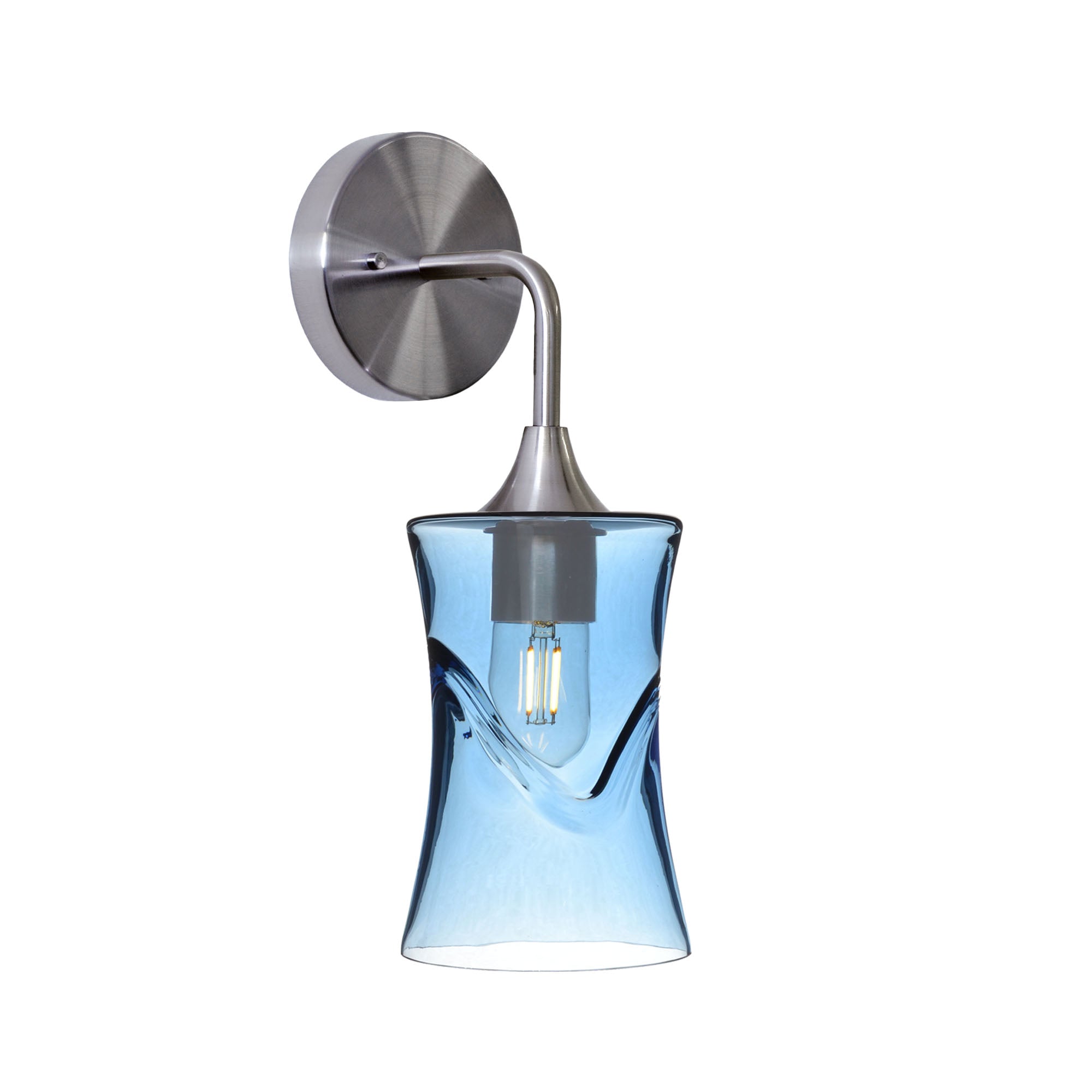 818 Interior Wall Sconce-Glass-Bicycle Glass Co-Swell-Steel Blue-Brushed Nickel-Bicycle Glass Co