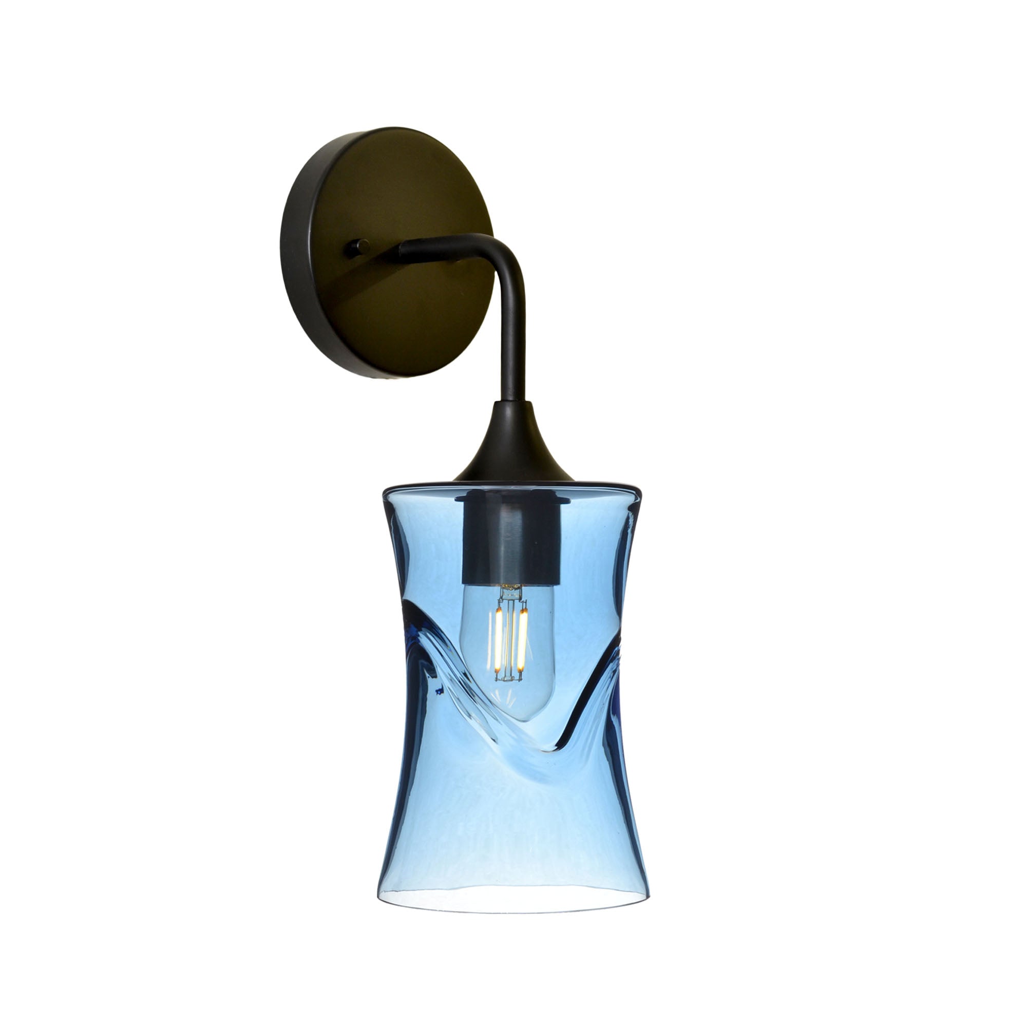 818 Interior Wall Sconce-Glass-Bicycle Glass Co-Swell-Steel Blue-Matte Black-Bicycle Glass Co