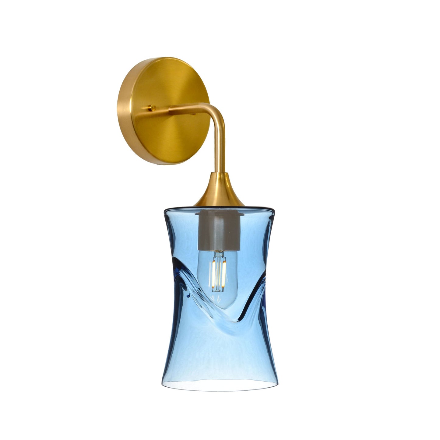 818 Interior Wall Sconce-Glass-Bicycle Glass Co-Swell-Steel Blue-Polished Brass-Bicycle Glass Co