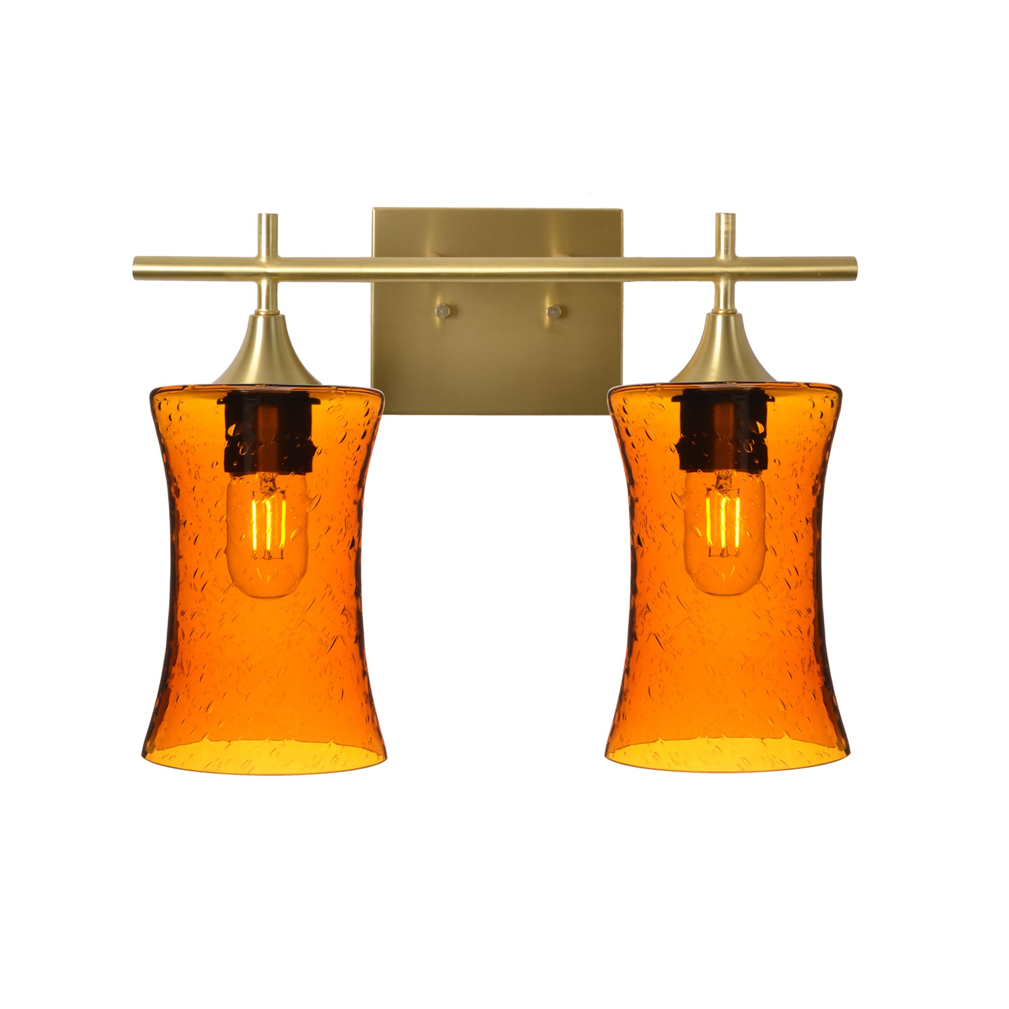 818 Lunar: 2 Light Wall Vanity-Glass-Bicycle Glass Co - Hotshop-Golden Amber-Polished Brass-Bicycle Glass Co