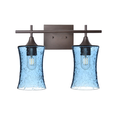 818 Lunar: 2 Light Wall Vanity-Glass-Bicycle Glass Co - Hotshop-Steel Blue-Dark Bronze-Bicycle Glass Co