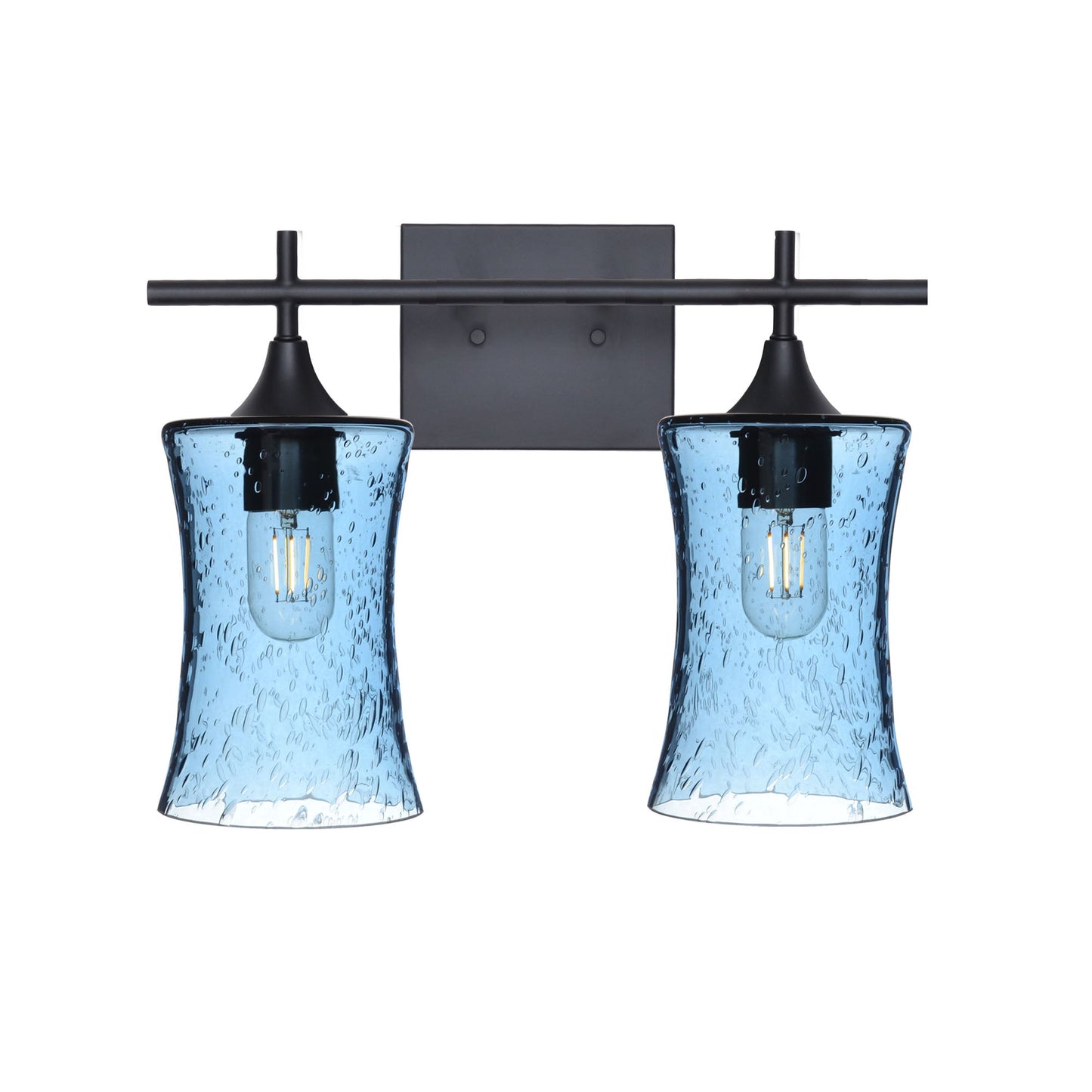 818 Lunar: 2 Light Wall Vanity-Glass-Bicycle Glass Co - Hotshop-Steel Blue-Matte Black-Bicycle Glass Co