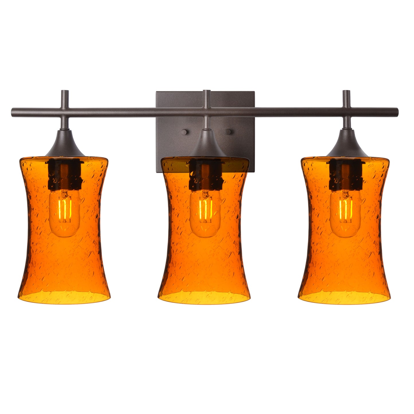 818 Lunar: 3 Light Wall Vanity-Glass-Bicycle Glass Co - Hotshop-Golden Amber-Antique Bronze-Bicycle Glass Co