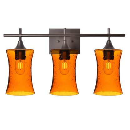 818 Lunar: 3 Light Wall Vanity-Glass-Bicycle Glass Co - Hotshop-Golden Amber-Antique Bronze-Bicycle Glass Co