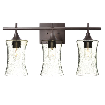 818 Lunar: 3 Light Wall Vanity-Glass-Bicycle Glass Co - Hotshop-Eco Clear-Antique Bronze-Bicycle Glass Co