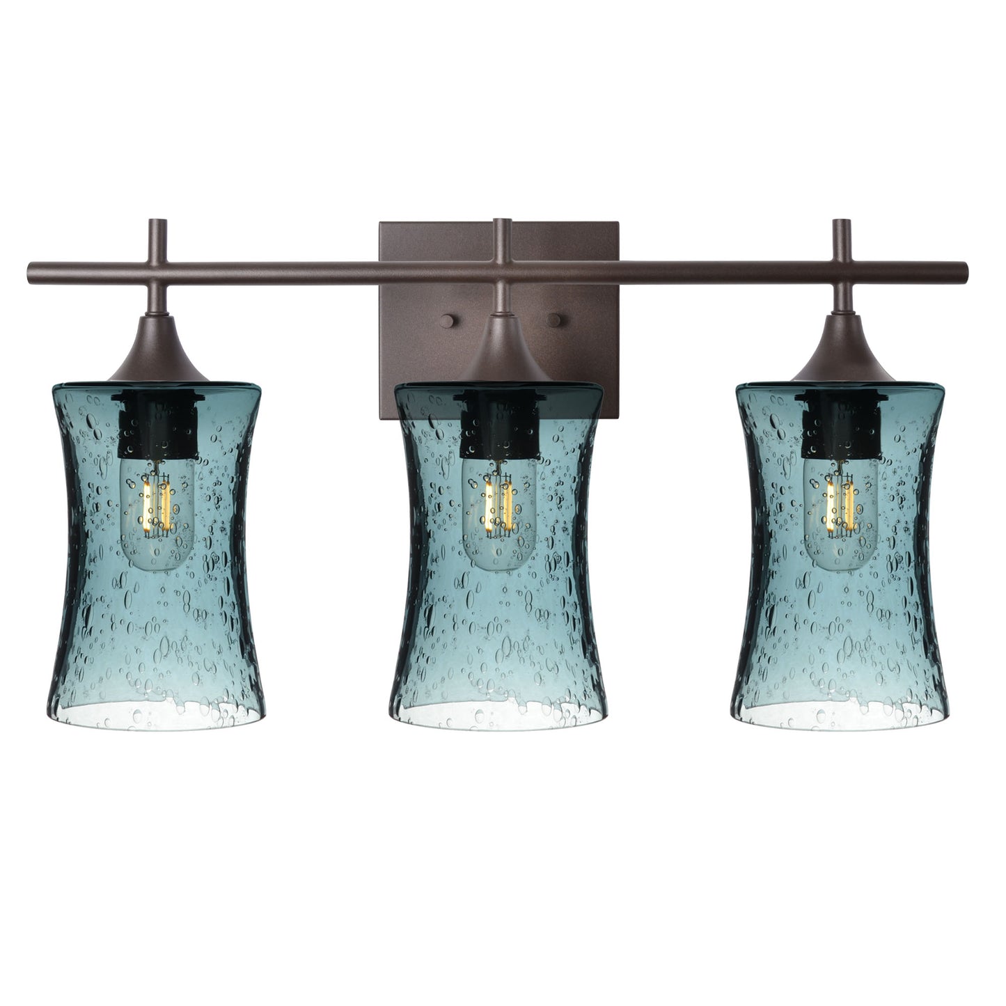 818 Lunar: 3 Light Wall Vanity-Glass-Bicycle Glass Co - Hotshop-Slate Gray-Antique Bronze-Bicycle Glass Co