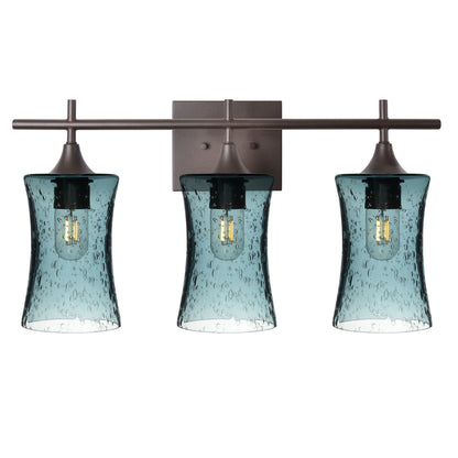 818 Lunar: 3 Light Wall Vanity-Glass-Bicycle Glass Co - Hotshop-Slate Gray-Antique Bronze-Bicycle Glass Co