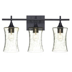 818 Lunar: 3 Light Wall Vanity-Glass-Bicycle Glass Co - Hotshop-Eco Clear-Matte Black-Bicycle Glass Co