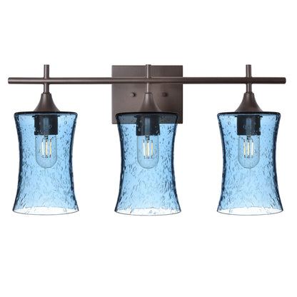 818 Lunar: 3 Light Wall Vanity-Glass-Bicycle Glass Co - Hotshop-Steel Blue-Antique Bronze-Bicycle Glass Co
