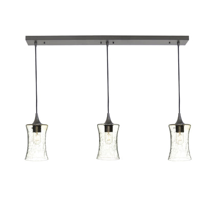 818 Lunar: 3 Pendant Linear Chandelier-Glass-Bicycle Glass Co - Hotshop-Eco Clear-Antique Bronze-Bicycle Glass Co