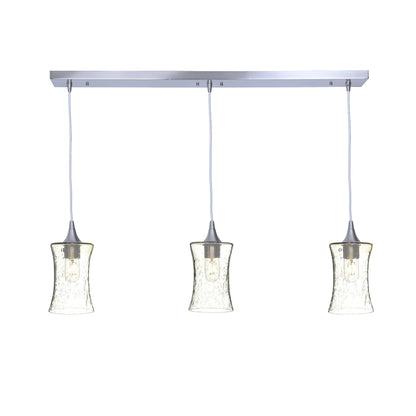 818 Lunar: 3 Pendant Linear Chandelier-Glass-Bicycle Glass Co - Hotshop-Eco Clear-Brushed Nickel-Bicycle Glass Co