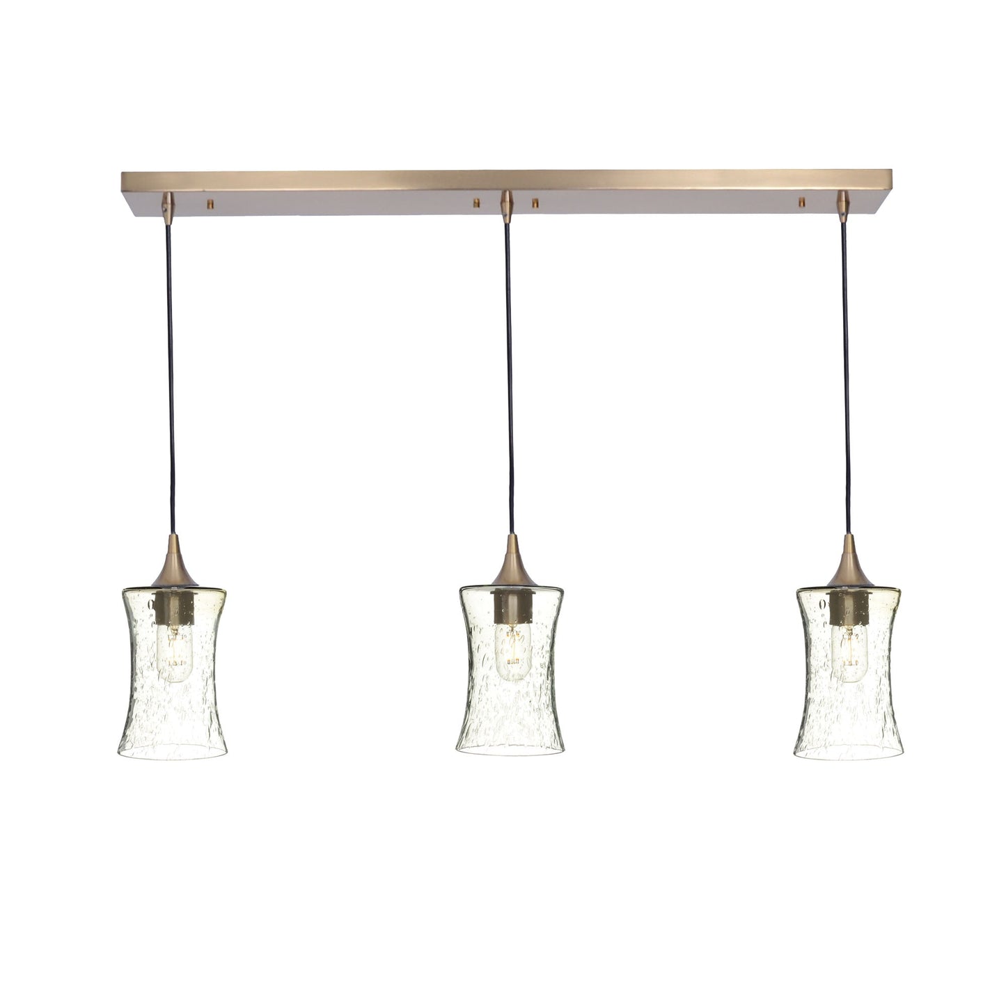 818 Lunar: 3 Pendant Linear Chandelier-Glass-Bicycle Glass Co - Hotshop-Eco Clear-Polished Brass-Bicycle Glass Co